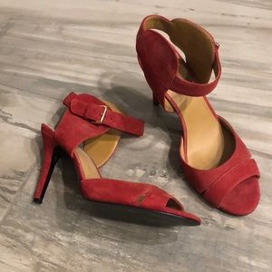 Nine West Cranberry Red Suede 3 Inch Heels, 8